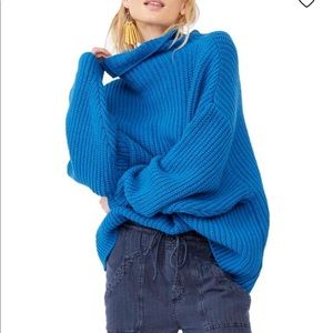 Free People - Swim Too Deep Turtleneck Sweater in Mykonos Blue